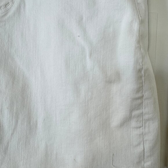 Loft Women's Frayed Denim Skirt 6 White A-Line Button-Fly Stretchy Short Coastal - Picture 3 of 15